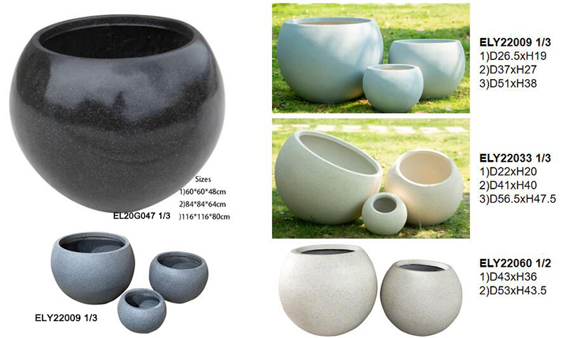 Best Fiber Clay Light Weight Sphere Ball-shape Garden Flowerpots Pottery  Manufacturer, Manufacturers