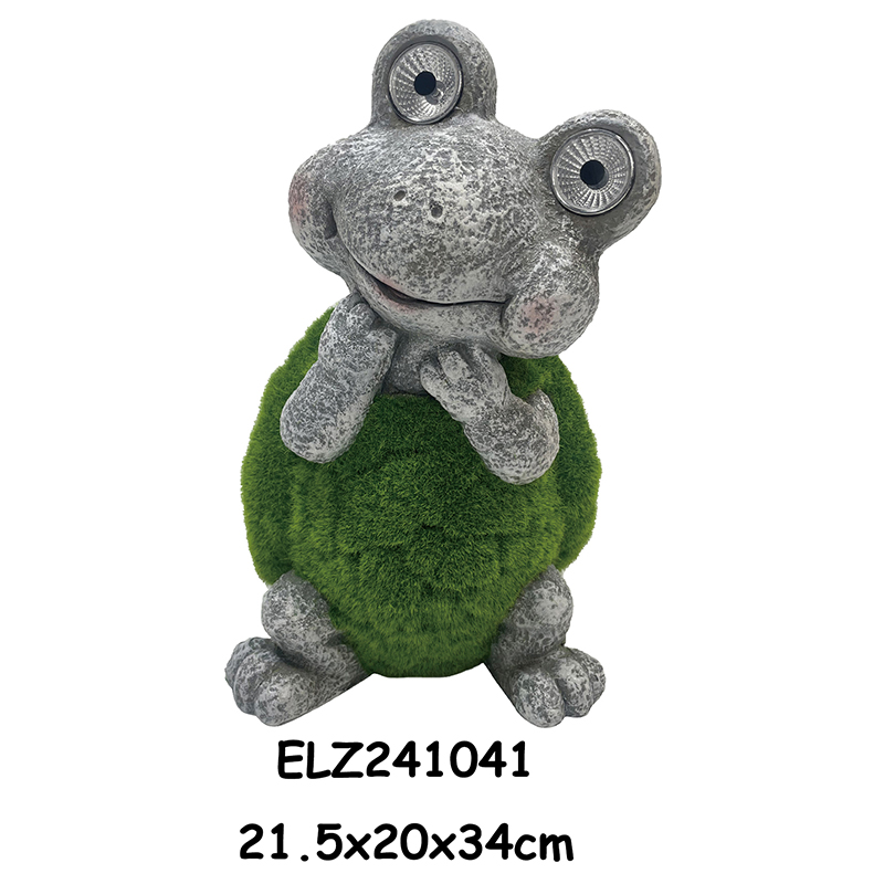 China Grass-Flocked Solar Decor Figures Frog Turtle Snail Equipped With Solar-powered Eyes Garden Decoration Figures Supplier, Product