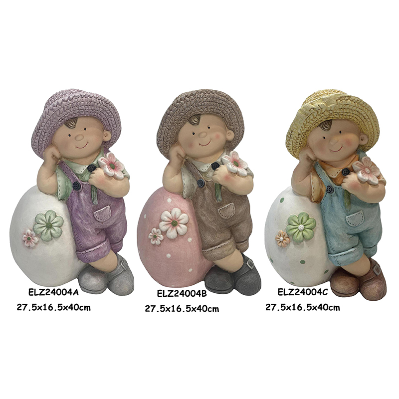 Wholesale Easter Decor Eggshell Companions Garden Boy And Girl Statues Outdoor Indoor Ornaments Supplier, Product