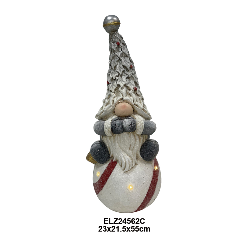 China Fiber Clay Christmas Gnome Sitting On Xams Ball See No Evil Hear No Evil Speak No Evil Decor Statues Factory, Exporter