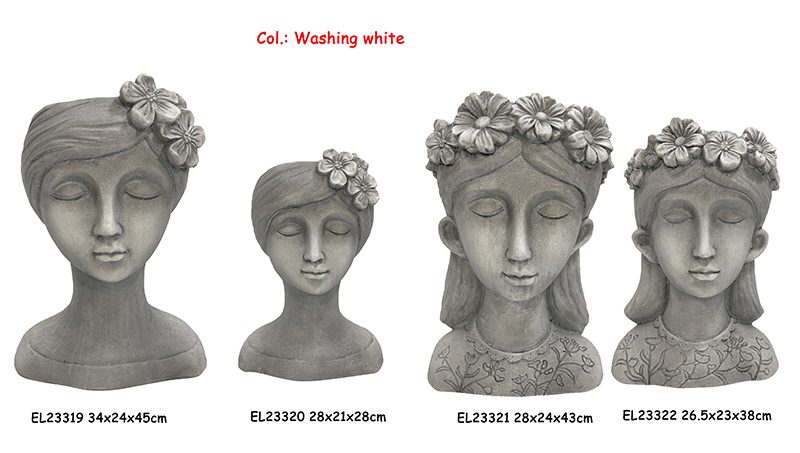 Best Fiber Clay Handmade Crafts MGO Flower Crown Girl Bust Planter  Suppliers, Products