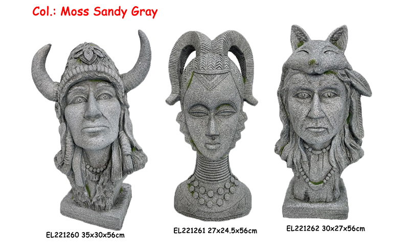 High-Quality Fiber Clay Handmade Crafts MGO Indian Heads Statues Portrait Indoor Outdoor  Suppliers, Factory