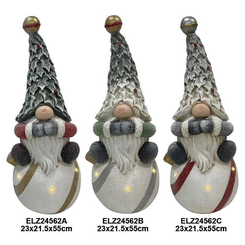 China Fiber Clay Christmas Gnome Sitting On Xams Ball See No Evil Hear No Evil Speak No Evil Decor Statues Factory, Exporter
