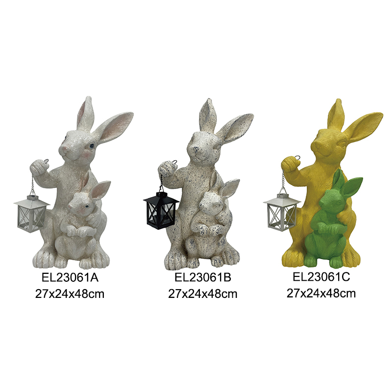 Wholesale Rabbit Lantern Duos Easter Figurines Cute Rabbits Easter Holiday Outdoor and Indoor Decor Manufacturers, Service