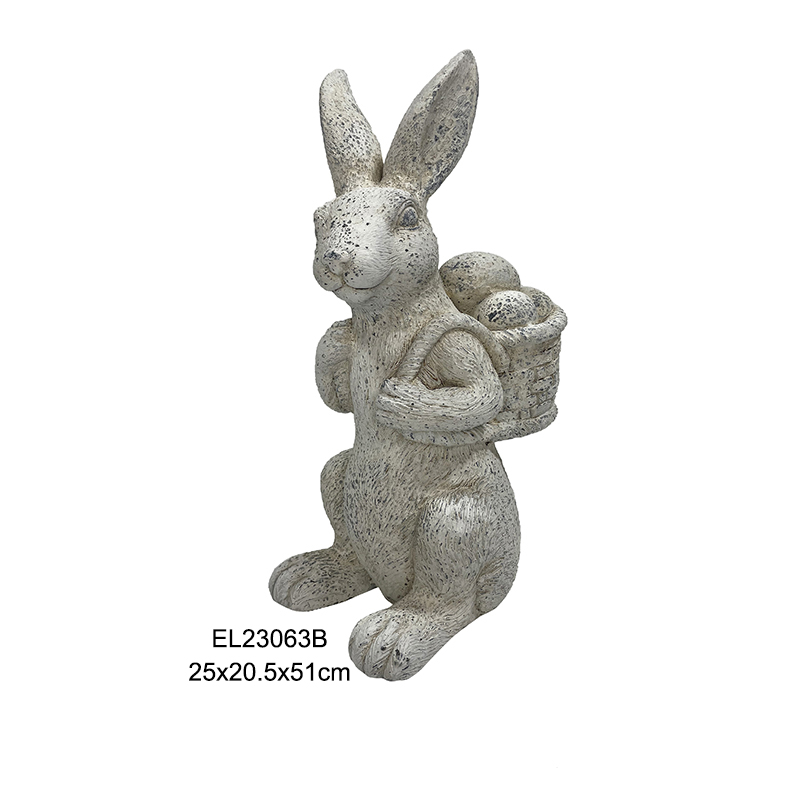 High-Quality Adorable Rabbit Figurines with Easter Egg Baskets Handmade Cute Bunny Home Decors Manufacturers, Suppliers