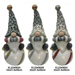 Fiber Clay Christmas Gnome Sitting On Xams Ball See No Evil Hear No Evil Speak No Evil Decor Statues