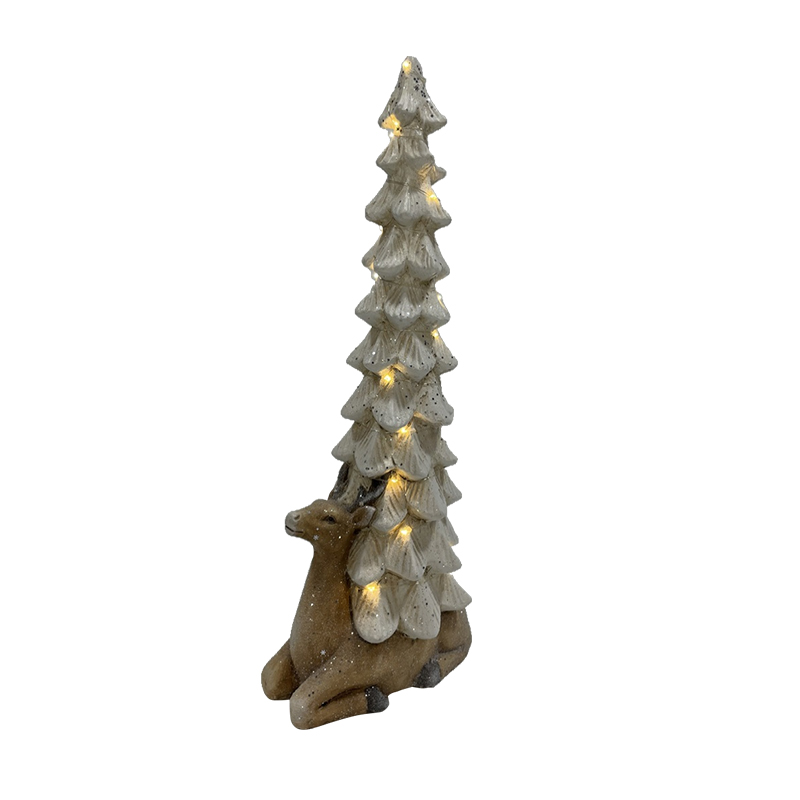 Handmade Fiber Clay Reindeer Christmas Tree with Lights Show 2