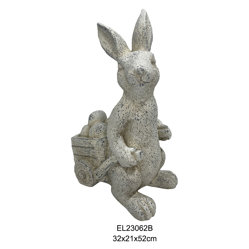 China Handmade Garden Decor Cute Rabbits with Easter Egg Cart Seasonal Decor Holiday Decorations Exporters, Product