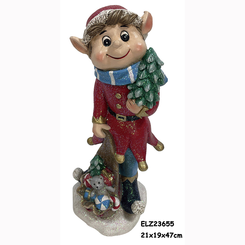 Wholesale Resin Art & Craft 20" ELF WITH TREE WELCOME SIGN SNOWMAN BALL CHRISTMAS FIGURINE LED LIGHTS DECORATION Supplier, Products
