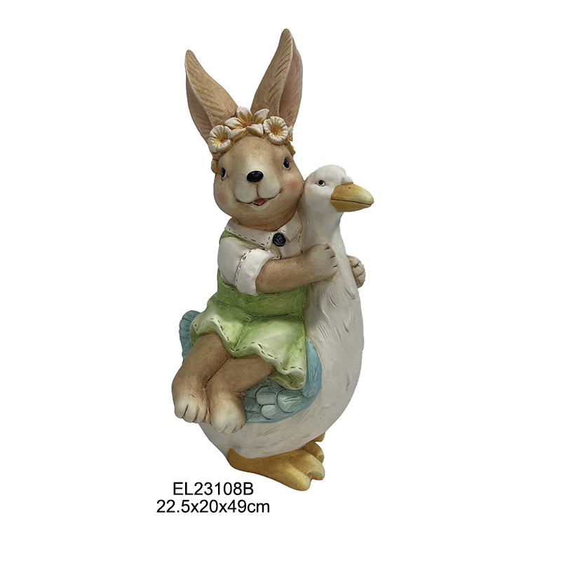 High-Quality Countryside Charm Rabbit with Duck Chick Figurine Home and Garden Decor Springtime Indoor and Outdoor Suppliers, Service