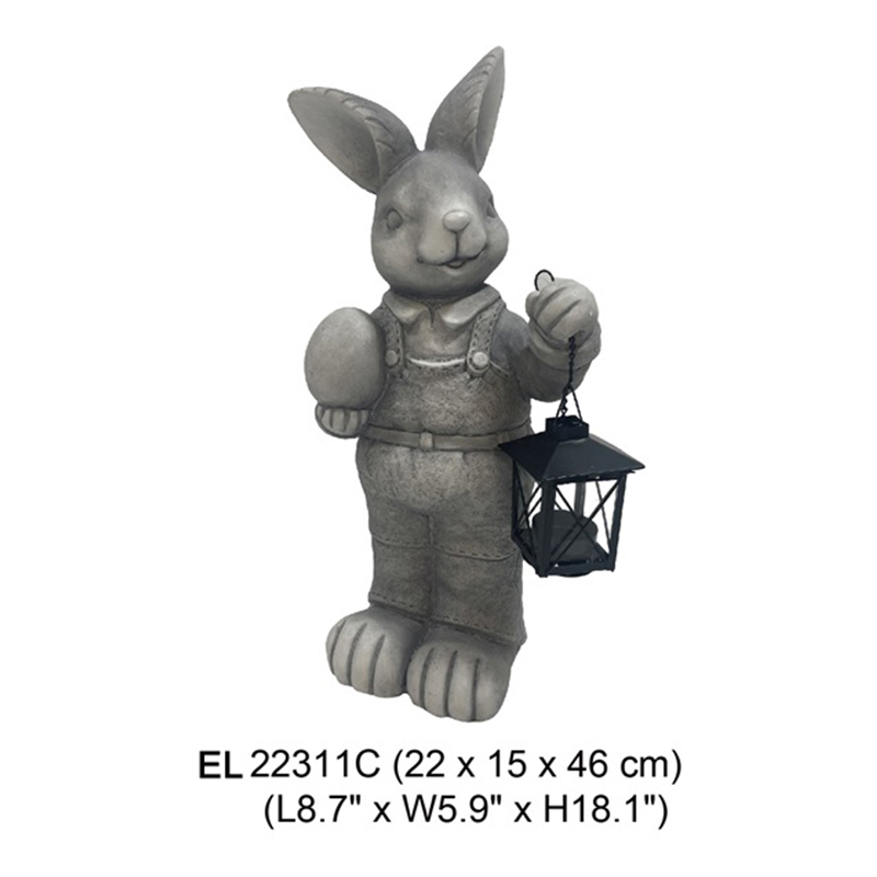 China Handmade Standing Rabbit Holding Lantern Garden Decoration Bunny Rabbit statues Suppliers, Exporter