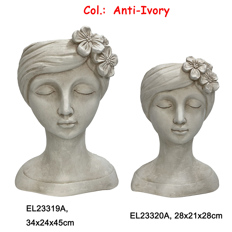 Best Fiber Clay Handmade Crafts MGO Flower Crown Girl Bust Planter  Suppliers, Products