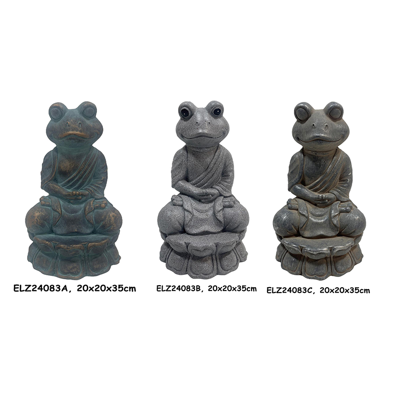 Frog Statue with Lily Pad