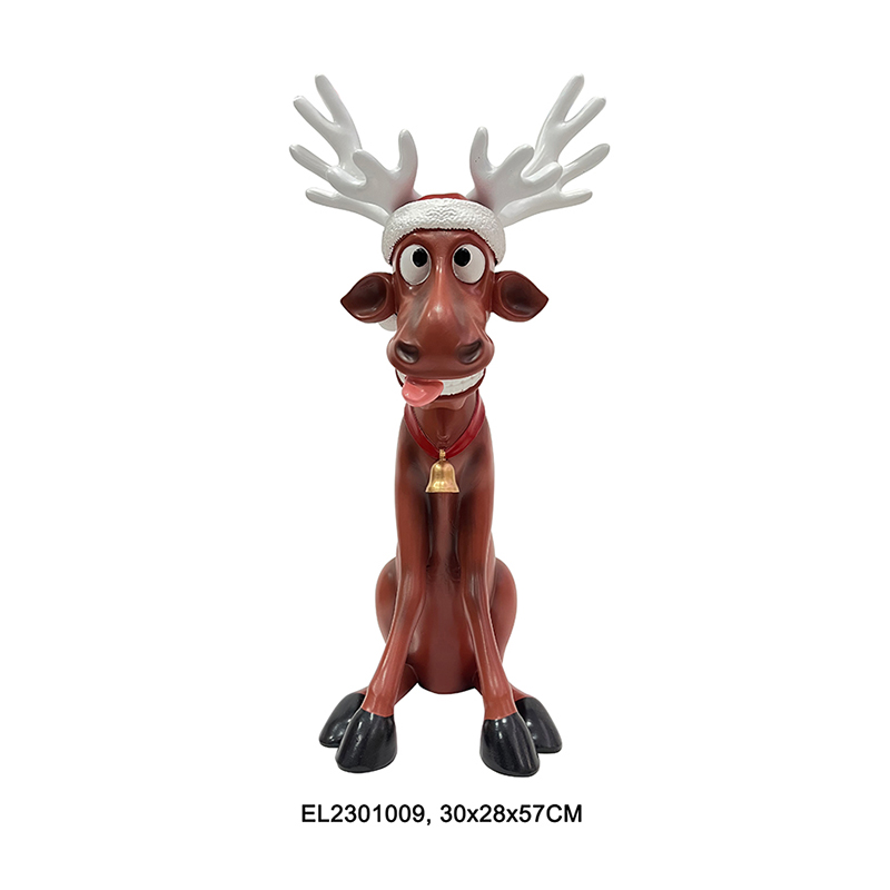 Best Resin Arts & Craft Funny Grimacing Sticking out tongue Christmas reindeer Statue Manufacturer, Service