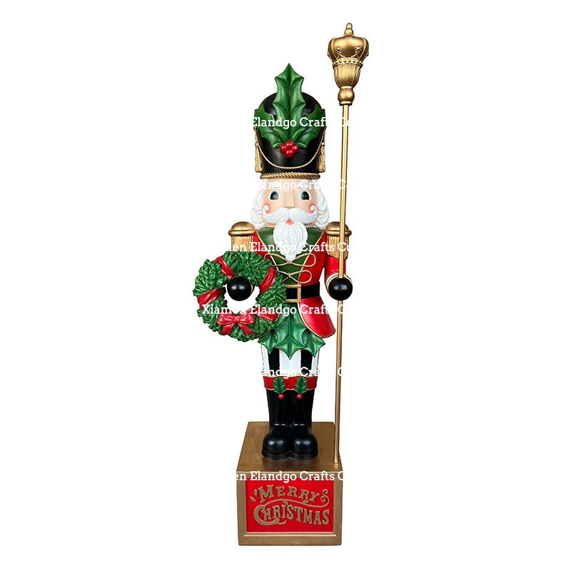 High-Quality Grand Christmas Nutcracker with Holly Scepter and Wreath Holiday Season Decoration Christmas Decor Manufacturer, Factories
