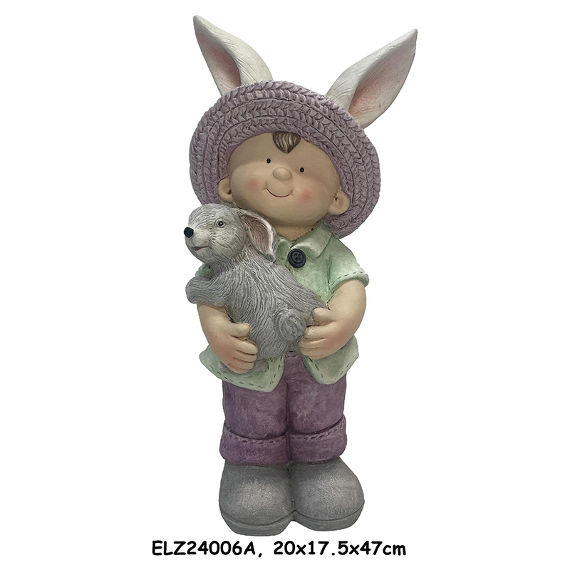 High-Quality Garden Decor Bunny Buddies Collection Boy and Girl Holding Rabbit Spring Home And Garden Product, Products