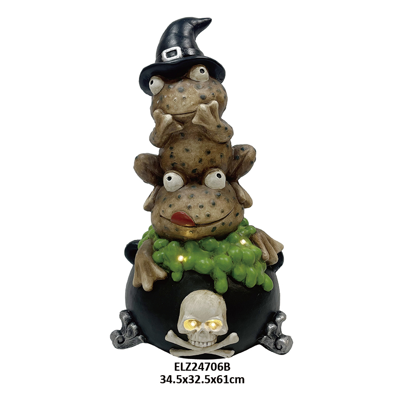 High-Quality Halloween Decorations Spooky Stacked Witch Frogs Skeleton Skull Fiber Clay Home Decors Manufacturer, Factory