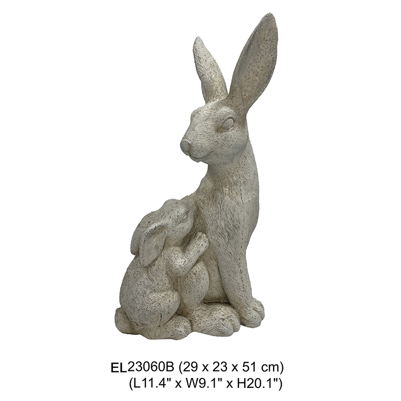 Wholesale Fiber clay Mother and Child Rabbit Statue Garden Decor Easter Bunny Outdoor and Indoor Supplier, Exporter