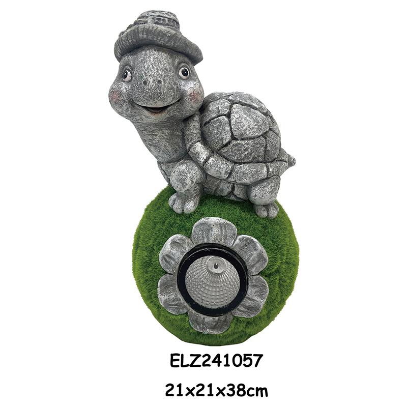 China Grass-Flocked Solar Decor Figures Frog Turtle Snail Equipped With Solar-powered Eyes Garden Decoration Figures Supplier, Product