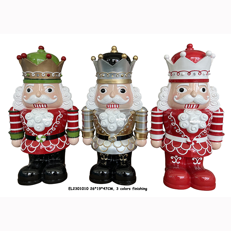 Wholesale Resin Handmade Crafts Lovely Nutcrackers Figurines Christmas Ornaments Tabletop Decorations w/LED Flash Colorful Lights Manufacturers, Products