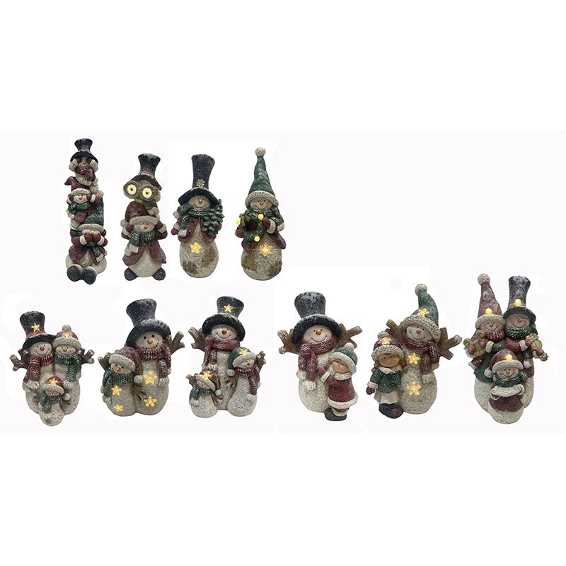 Best Resin Handmade Art & Crafts Christmas Snowman with Light Figurines Christmas Decoration Factory, Product