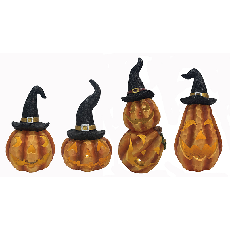 Wholesale Resin Arts & Craft Halloween Colorful Spooky Pumpkin with Light Trick-Or-Treat Decorations indoor-outdoor statues Manufacturers, Product