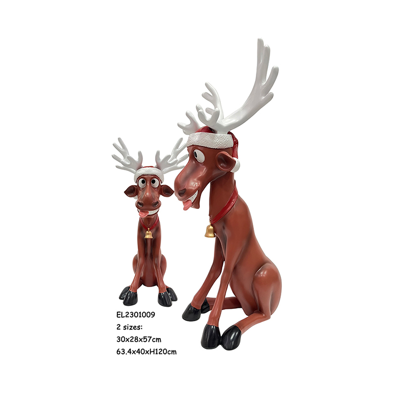 Best Resin Arts & Craft Funny Grimacing Sticking out tongue Christmas reindeer Statue Manufacturer, Service