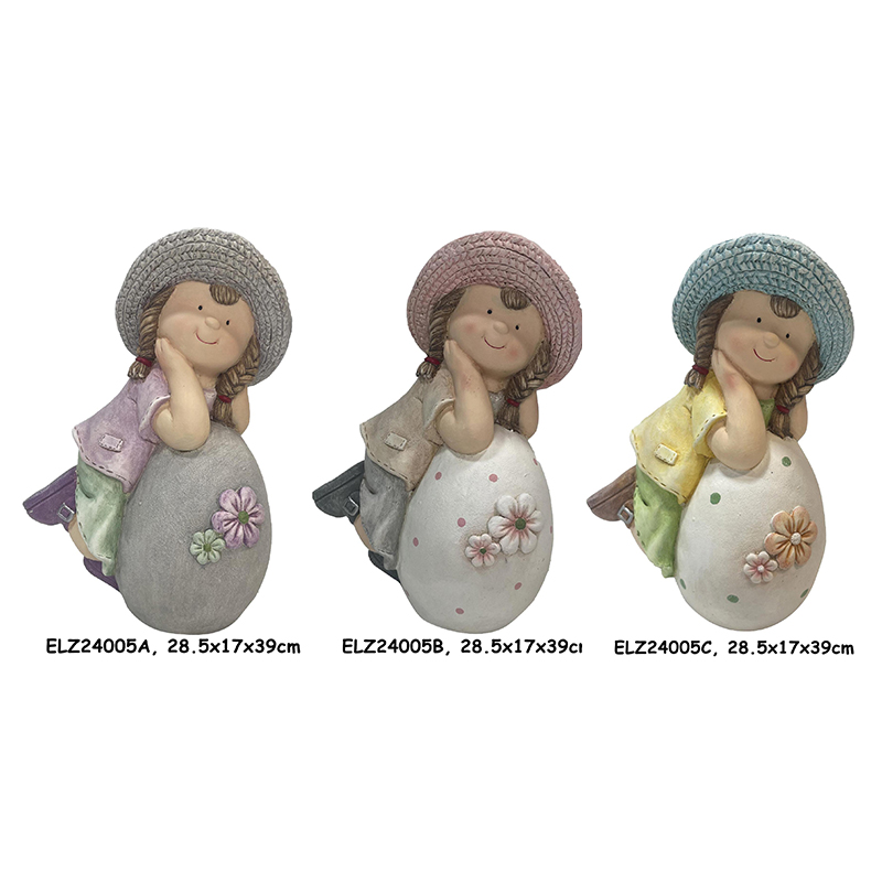 Wholesale Easter Decor Eggshell Companions Garden Boy And Girl Statues Outdoor Indoor Ornaments Supplier, Product