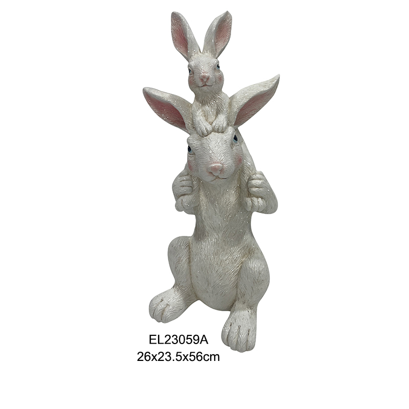 Best Fiber Clay Handmade Stacked Rabbit Statues Easter Holiday Decoration Outdoor and Indoor Manufacturer, Manufacturers