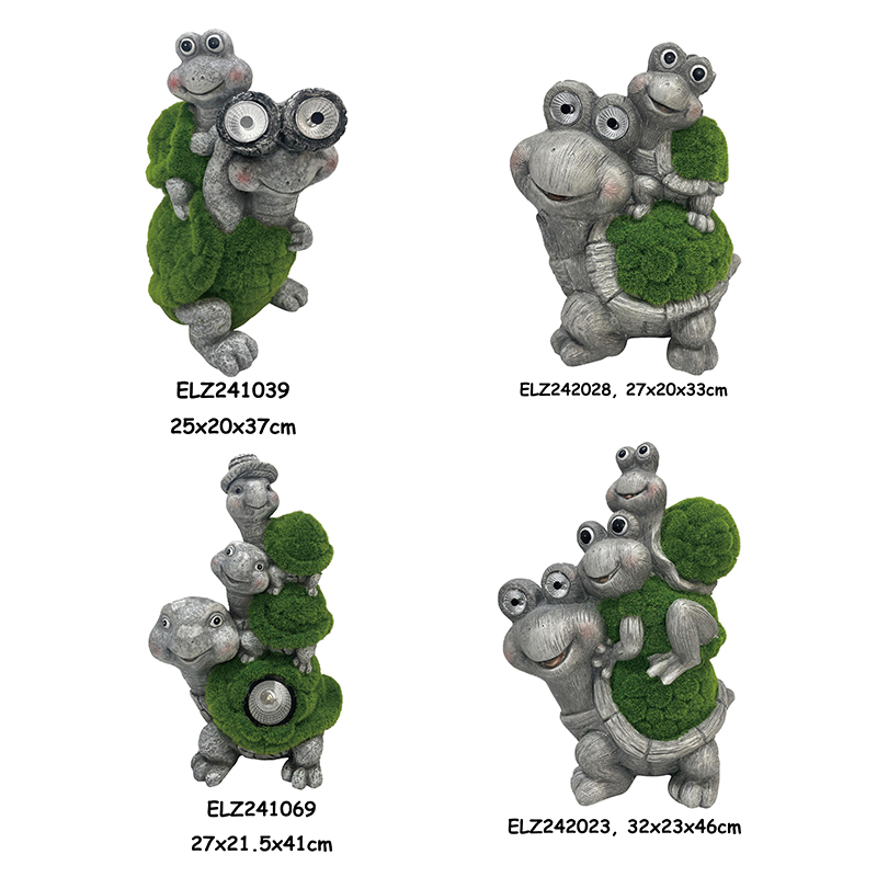 China Grass-Flocked Solar Decor Figures Frog Turtle Snail Equipped With Solar-powered Eyes Garden Decoration Figures Supplier, Product