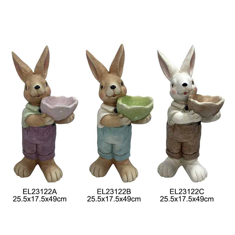 Best Rabbit Figurines with Easter Egg Halves Rabbits with Easter Egg Pots Handmade Garden Decoration Indoor and Outdoor Factory, Products
