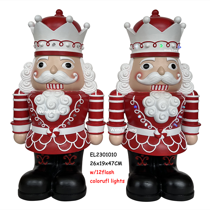 Wholesale Resin Handmade Crafts Lovely Nutcrackers Figurines Christmas Ornaments Tabletop Decorations w/LED Flash Colorful Lights Manufacturers, Products