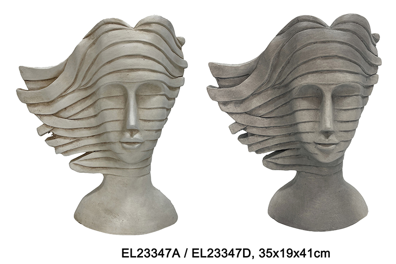 Wholesale Fiber Clay Handmade Crafts MGO Stripe Pattern Lady Bust Flowerpots Suppliers, Exporter