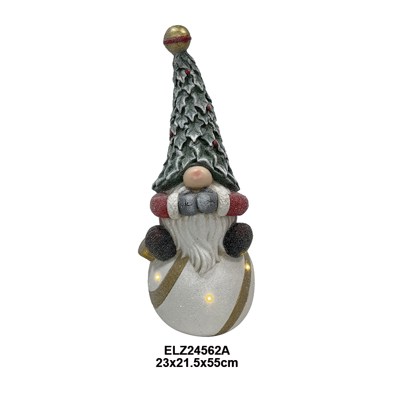 China Fiber Clay Christmas Gnome Sitting On Xams Ball See No Evil Hear No Evil Speak No Evil Decor Statues Factory, Exporter