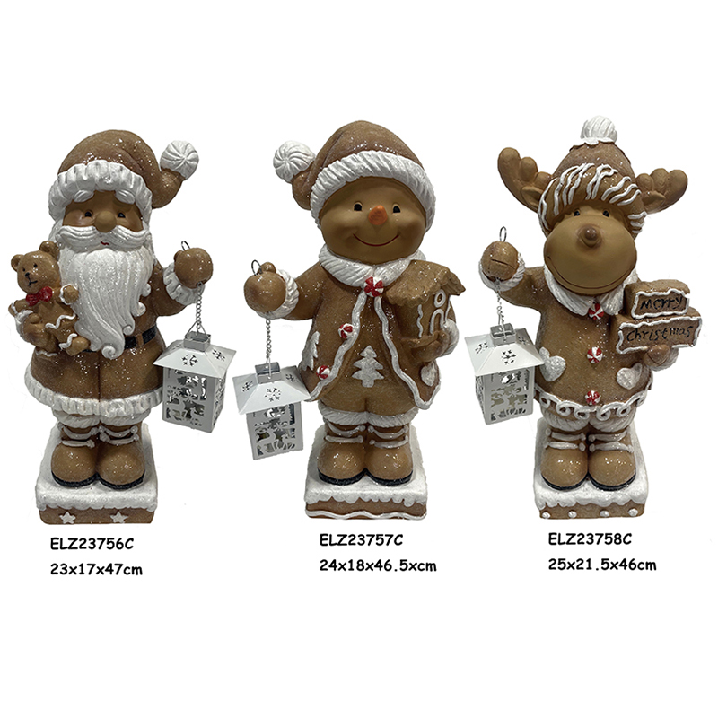 Best HANDMADE GINGERBREAD WITH SNOWMAN SANTA REINDEER CHRISTMAS FIGURES LED LIGHTS SET OF 3 Manufacturers, Exporter