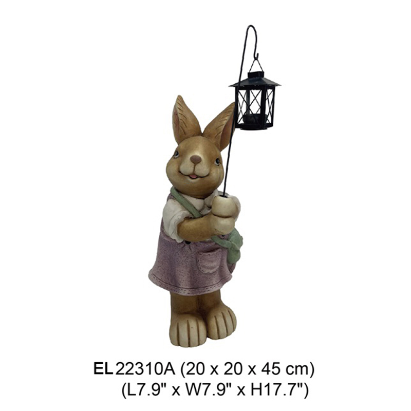 China Fiber Clay Garden Statue Easter Cute Rabbits Hold Lantern Spring Decor Fiber Clay Handmade Crafts Suppliers, Products