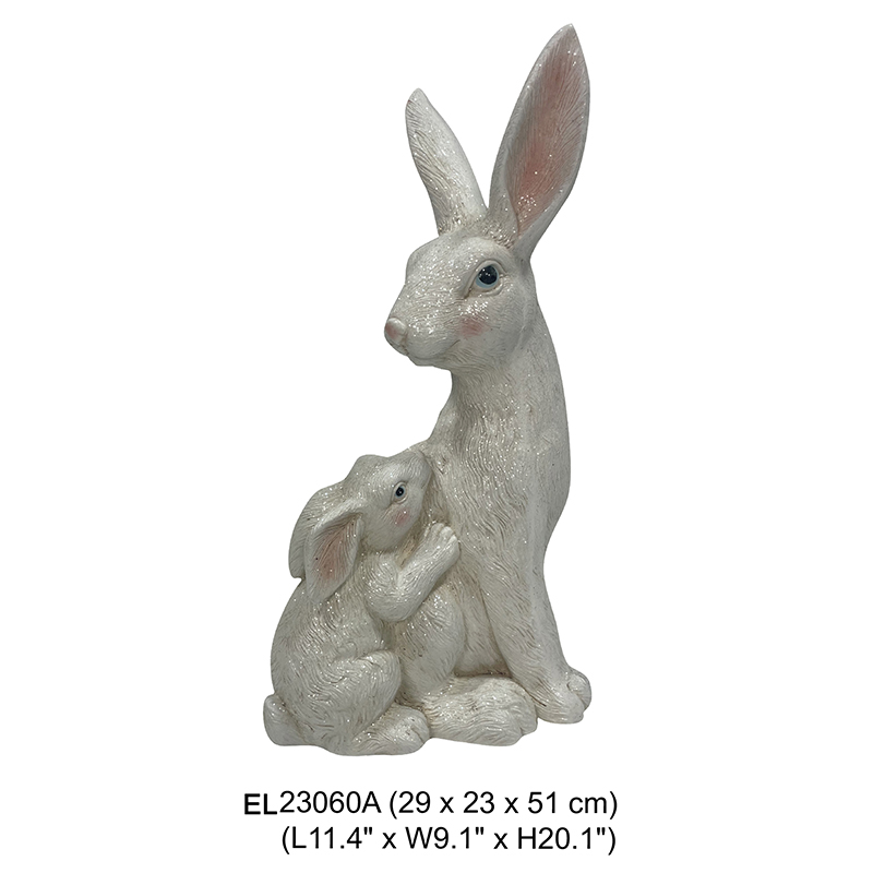 Wholesale Fiber clay Mother and Child Rabbit Statue Garden Decor Easter Bunny Outdoor and Indoor Supplier, Exporter