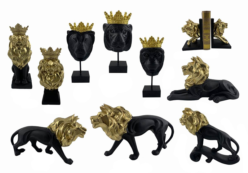 High-Quality Resin Arts & Crafts Tabletop Lion Figurines Candle Holders Bookend Exporter, Exporters