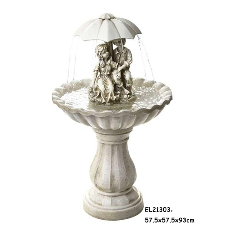 High-Quality Fiber Resin Boy & Girl Playing Fountain Garden Water Feature Product, Products