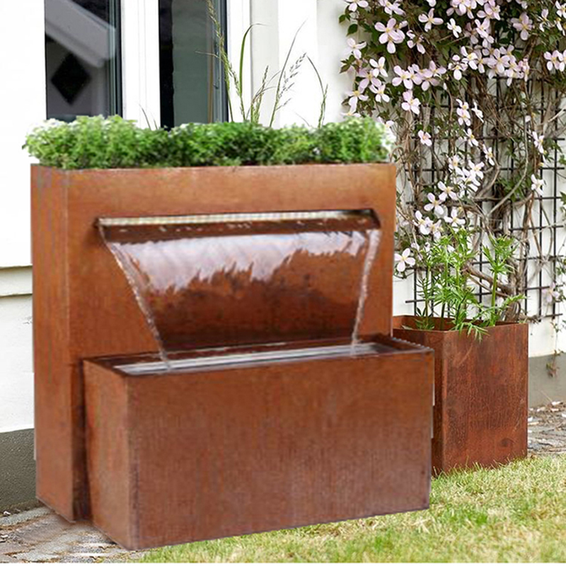 High-Quality Corten Steel Fountain Rectangle Planter Waterfall Cascade Water Features Suppliers, Service