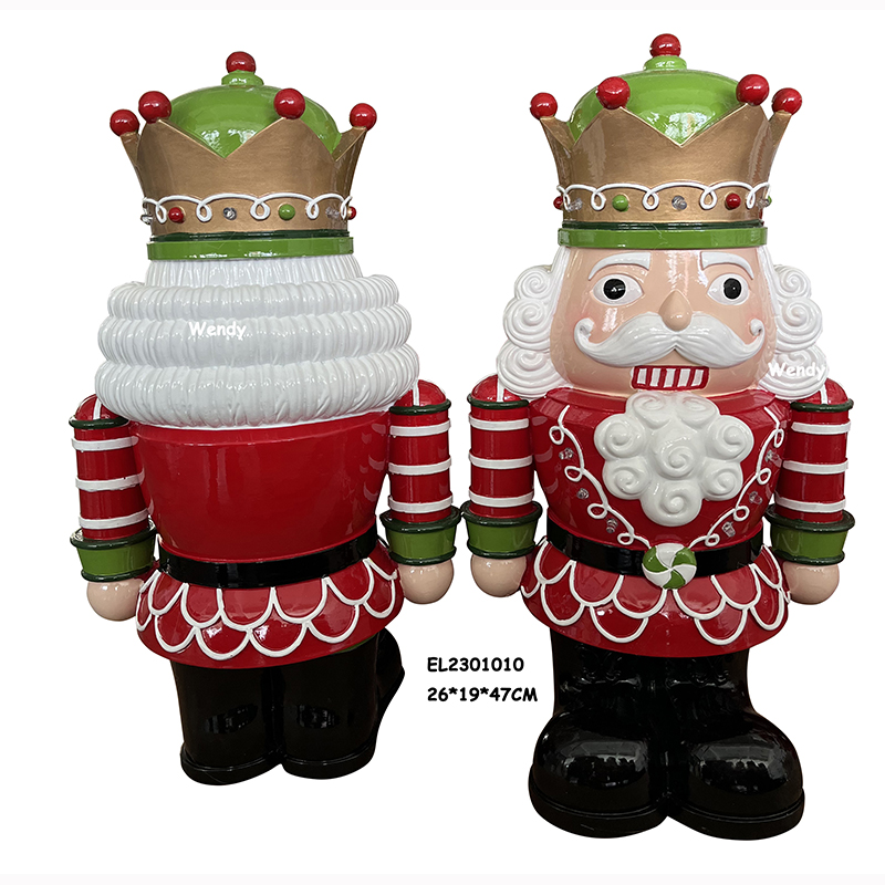 Wholesale Resin Handmade Crafts Lovely Nutcrackers Figurines Christmas Ornaments Tabletop Decorations w/LED Flash Colorful Lights Manufacturers, Products