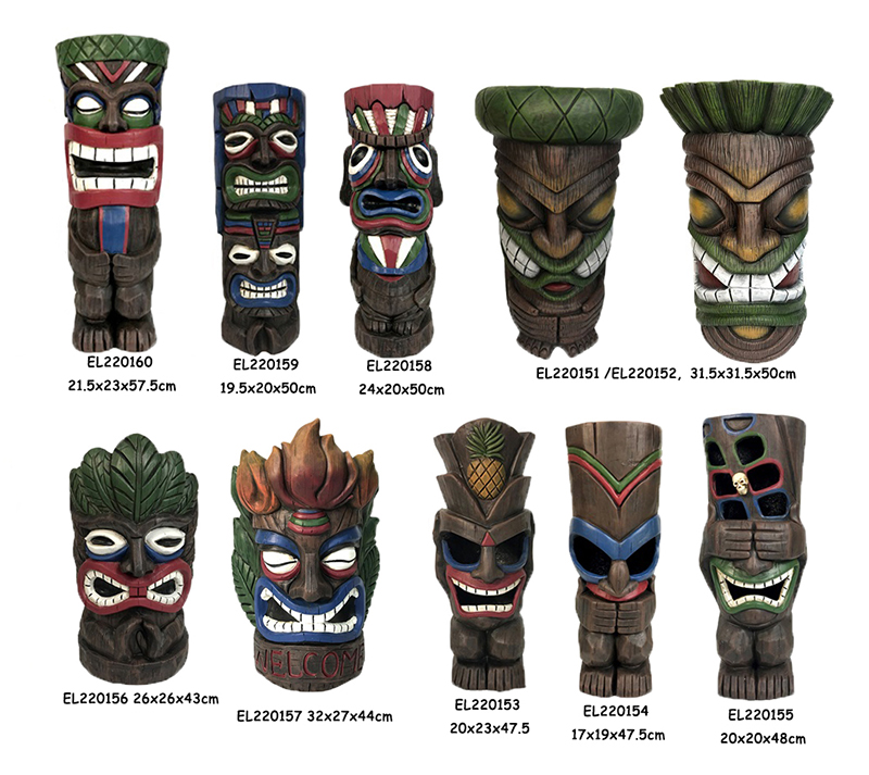 China Fiber Clay Handmade Crafts MGO Hawaiian Tiki Garden Statues Flowerpots Outdoor Manufacturers, Service