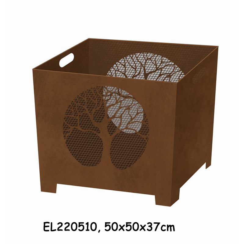 High-Quality Oxidised Rusty Metal Fire Pit Bonfire Outdoor Heater for Wood Burning with Laser Cut Design Eagle Tree Reindeer Manufacturer, Suppliers