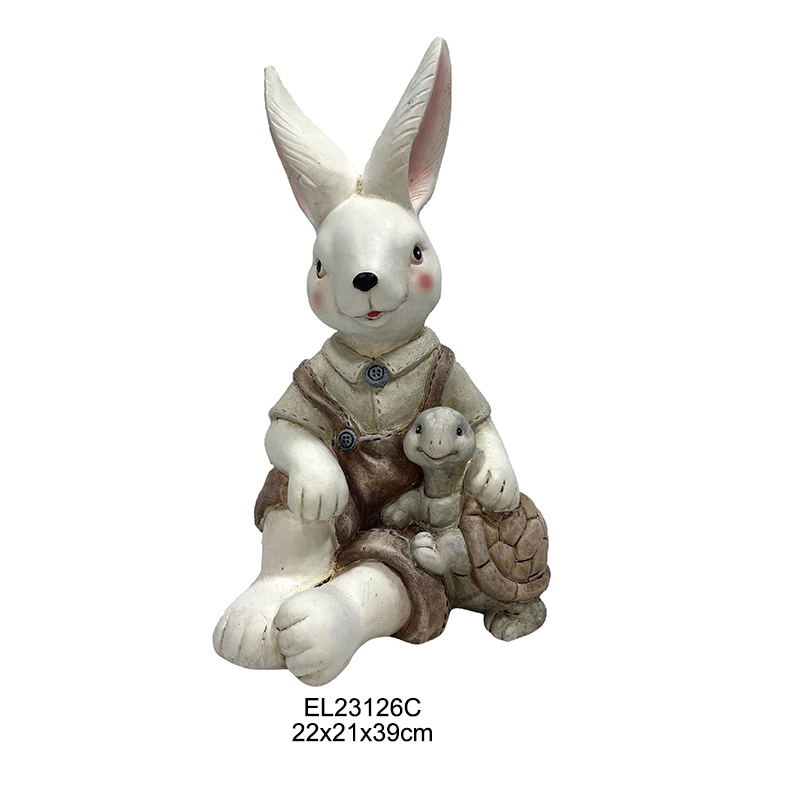 China Handcrafted Turtle Rabbit Duo Snail Rabbit Pair Figurines For Easter and Garden Decoration Manufacturer, Product
