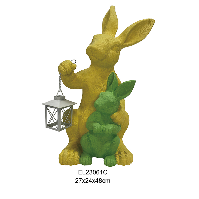 Wholesale Rabbit Lantern Duos Easter Figurines Cute Rabbits Easter Holiday Outdoor and Indoor Decor Manufacturers, Service