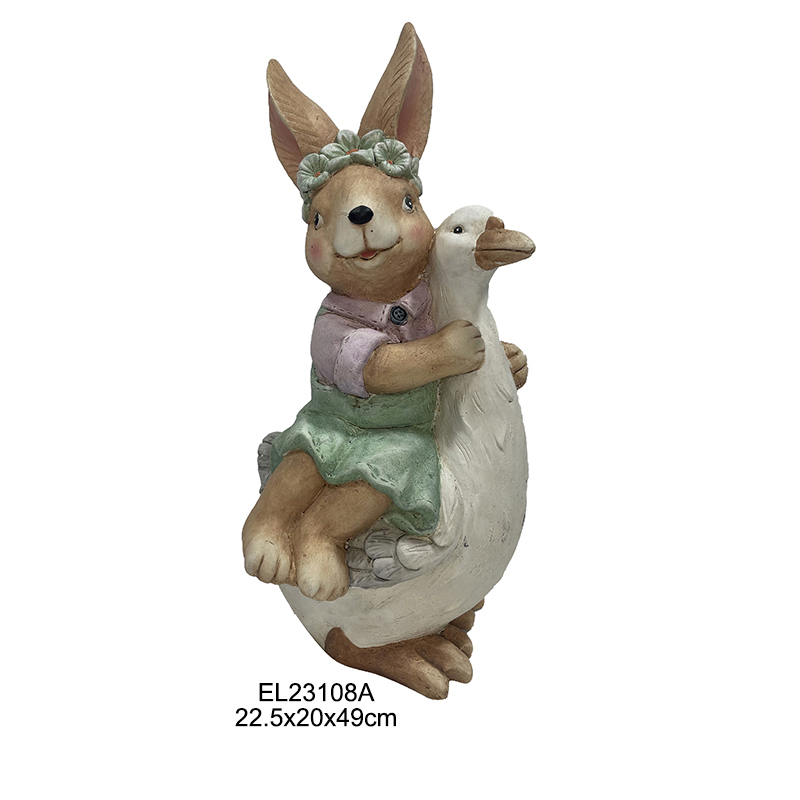High-Quality Countryside Charm Rabbit with Duck Chick Figurine Home and Garden Decor Springtime Indoor and Outdoor Suppliers, Service