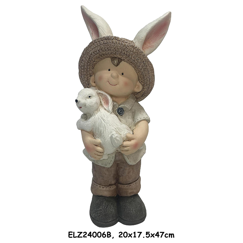 High-Quality Garden Decor Bunny Buddies Collection Boy and Girl Holding Rabbit Spring Home And Garden Product, Products