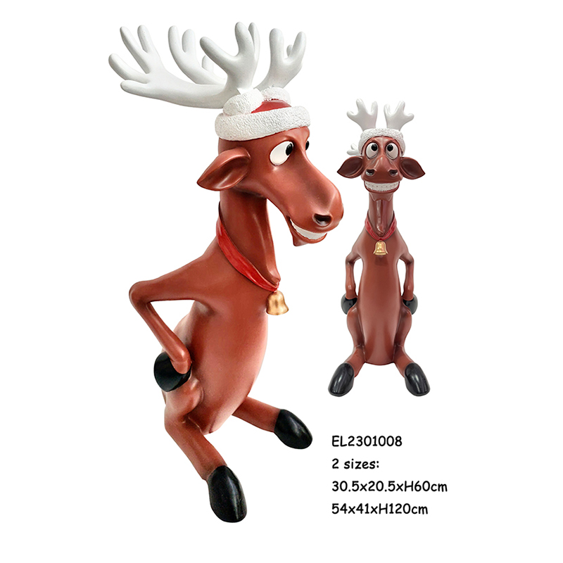 Wholesale Resin Arts & Craft Funny Laughing Christmas Reindeer Statue Factory, Factories