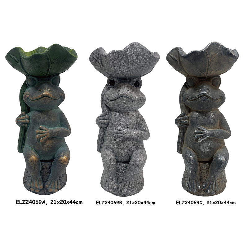 Wholesale Whimsical Frog Holding Lily Pads Lovely Frog Statues Decor For Gardens Patios Indoor Spaces Suppliers, Exporter