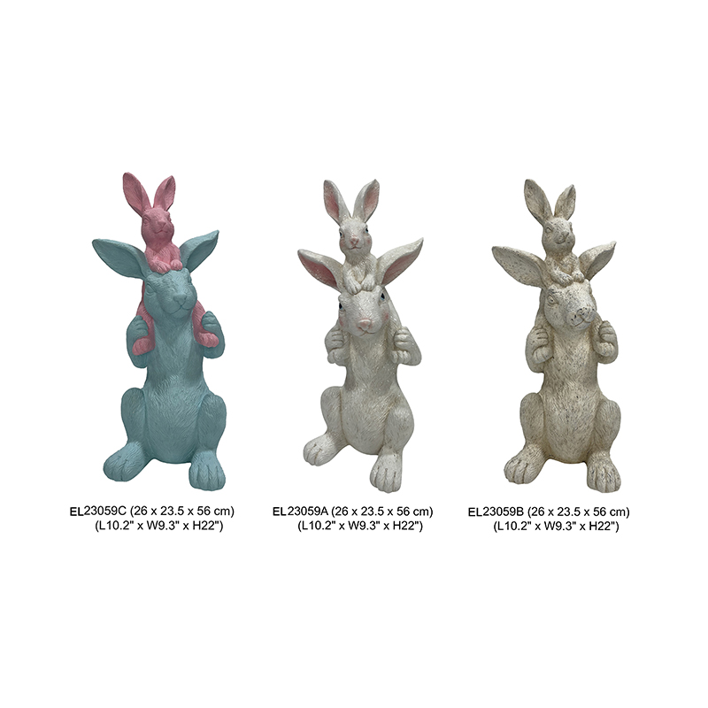 Best Fiber Clay Handmade Stacked Rabbit Statues Easter Holiday Decoration Outdoor and Indoor Manufacturer, Manufacturers